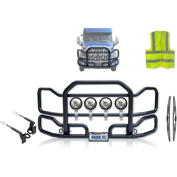 Freightliner Cascadia 2008-2017 Grille Deer Moose Brush Bumper Guard - Black (Aftermarket)