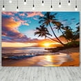 thumbnail image 3 of Beach Sunset Backdrop Hawaii Tropical Palm Tree Beach Scenery Wedding Photography Background Travel Summer Vacation Birthday Party Decorations Banner Supplies Photo Booth Props, 3 of 7