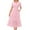 Pink, variant on Tumotour Summer Dresses for Women A-Line V-Neck Solid Color Hollow Out Casual Dress with Pockets Tea Length Short Sleeve Midi Dress Swing Flowy Elastic Waist Dresses for Going Out Beach Date Vacation