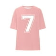 thumbnail image 5 of LMOIPLI Number 7 T-Shirt Unisex Short Sleeve Varsity Shirt Sports Team Jersey Crew Neck Fashionable Pullover Top Pink M, 5 of 6