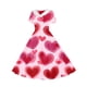 thumbnail image 5 of Vestido de manga corta con cuello en V para niña, estampado de manga corta, falda con cuello doblado y cintura mediana y grande, de poliéster., 5 of 6