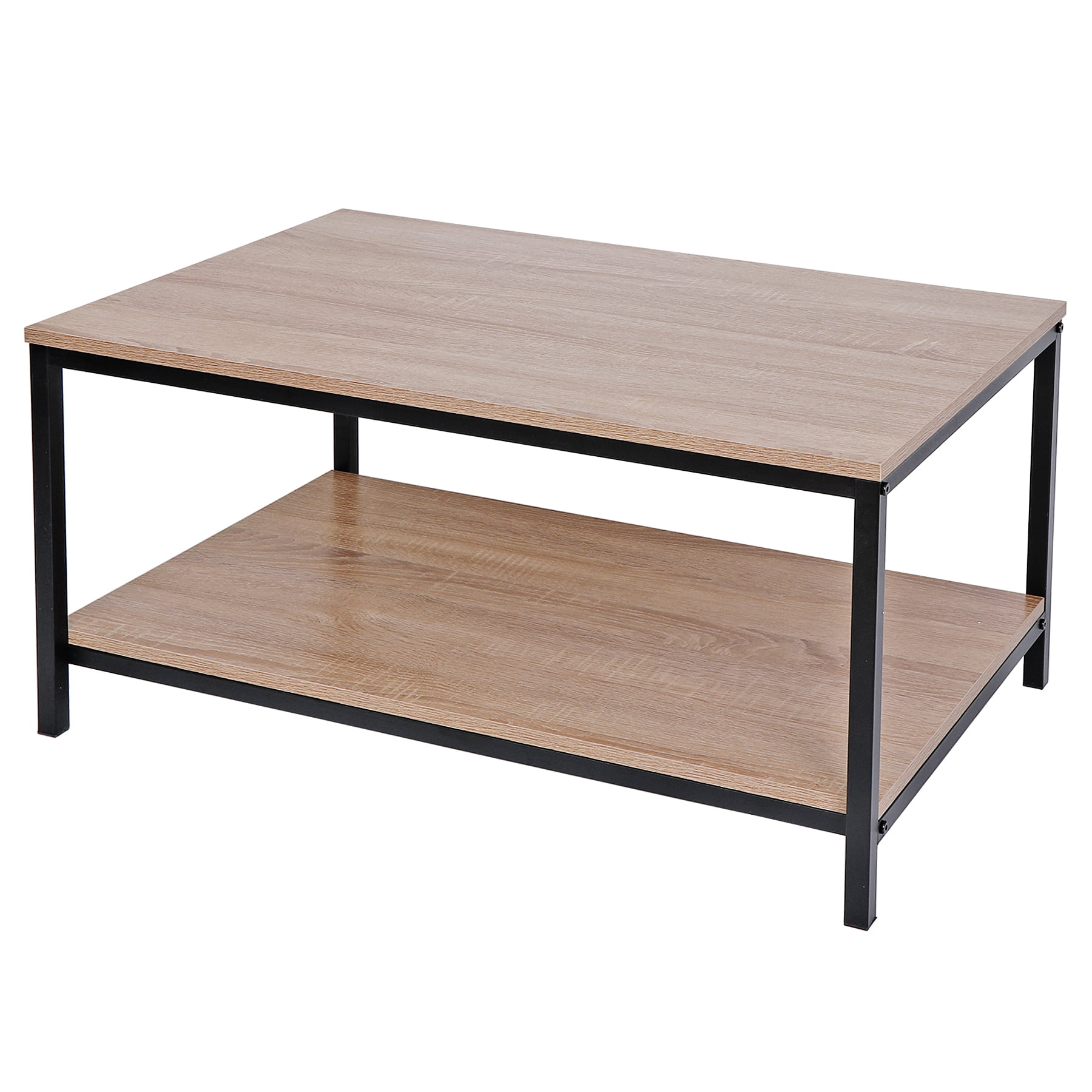 HomGarden Industrial Rectangle Wood Coffee Table Metal Cocktail Table, Natural