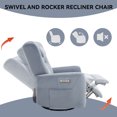 thumbnail image 3 of Blue Leatheraire Swivel and Rocker Power Recliner Chair with Lumbar and Neck Support, 3 of 10