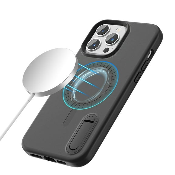 For Apple iPhone 14 Pro Max (6.7") Hybrid Stand Slim Compatible with MagSafe Magnetic Circle Design Wireless Charging Cover ,Xpm Phone Case [ Black ]