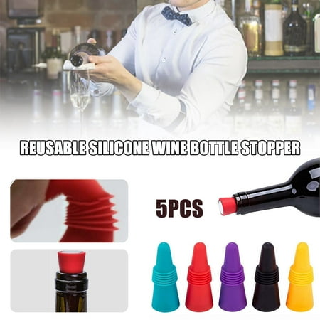 

Mittory 5Pcs Reusable Silicone Wine Bottle Stopper Beverage Bottle Stopper Wine Stopper Multicolor