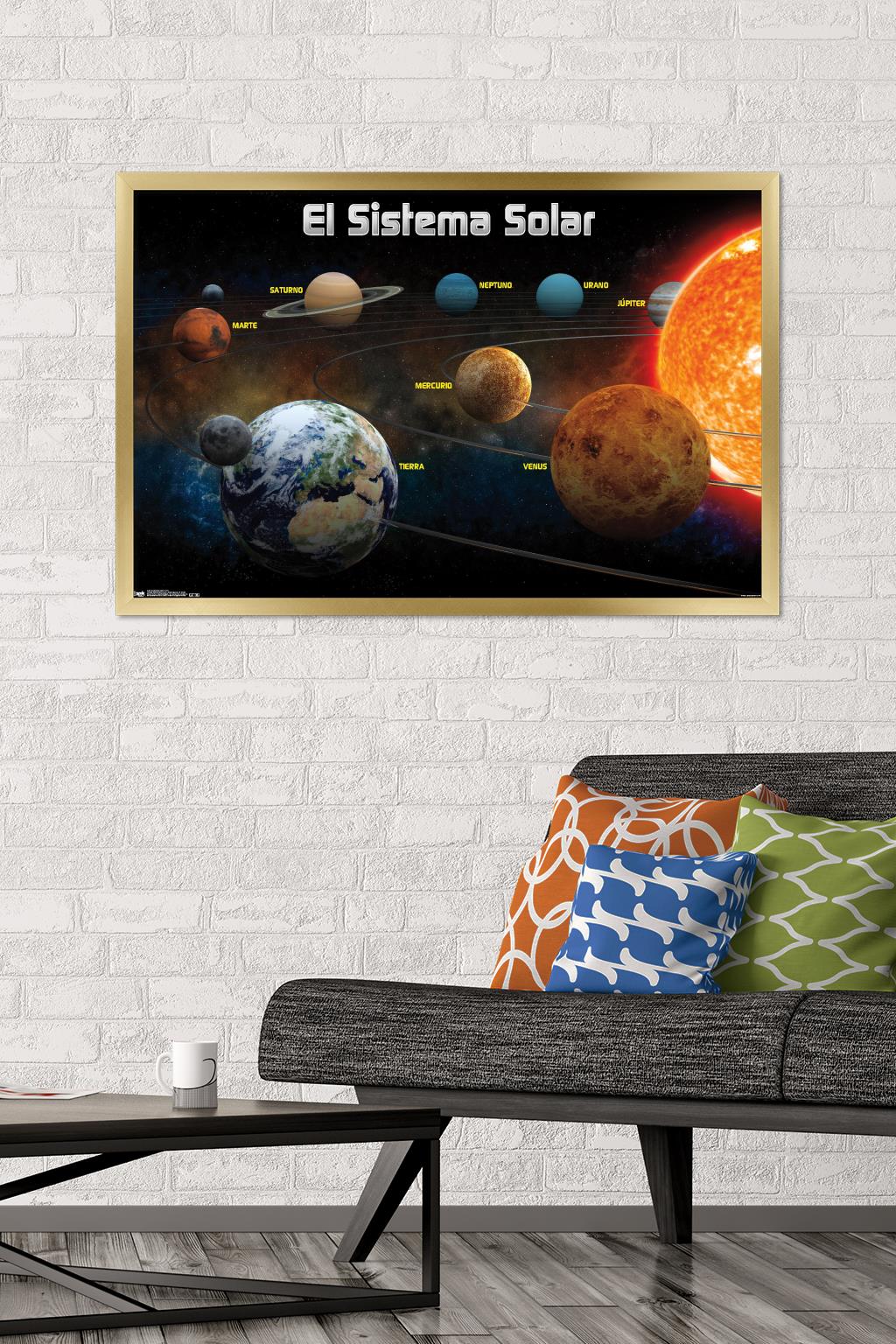 El Sistema Solar 2013 (Solar System) Wall Poster, 22.375" x 34", Framed