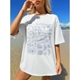 thumbnail image 4 of Casual Round Neck Short Sleeve Ocean Animal Print Oversized T-Shirt For Women, Suitable For Summer, 4 of 5