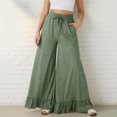 thumbnail image 6 of cocolona Womens Wide Leg Pants Elastic High Waist Ruffle Flowy Pants Baggy Sweatpants Solid Color Lounge Trousers with Pockets, 6 of 7