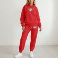 thumbnail image 2 of Women's Athletic Valentine's Day Sweatsuit - 2 Piece Funny Bow Graphic Hoodie Jogger Pants Outfit, 2 of 4