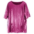 thumbnail image 4 of Lixiuxyad Women'S T-Shirts Women's Loose Large Size Round Neck Solid Color Bright Short Sleeve T Shirt,Pink XXXXXL, 4 of 5