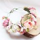 thumbnail image 3 of Corona floral Diadema Guirnalda de flores JanHm Tocado floral Boho con cinta Fiesta Boda Festival Rosa, 3 of 4