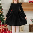 thumbnail image 2 of Long Sleeve Dresses for Kids Toddler Baby Girl Christmas Dress Velvet Doll Collar Long Sleeve Smocked Dress Fall Winter Clothes, 2 of 5
