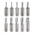 thumbnail image 1 of Uxcell 10pcs T5-T40H Punta de destornillador Torx 1/4" Hex Shank 25mm/1" Longitud Magnética Estrella de 6 Puntos Punta Hexagonal de Acero S2, 1 of 7