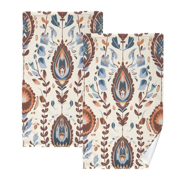 Ryvnso Ethnic Boho Totem Pattern Cotton Hand Towels Sets Face Towel 2 PCs Bathroom Decorative