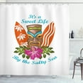 thumbnail image 1 of Ambesonne Tiki Bar Shower Curtain, Words Hibiscus, 69"Wx84"L, Multicolor, 1 of 3