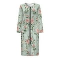 thumbnail image 4 of Xoenoiee Rose Flower Print Robes for Women Zipper Front Bathrobe Long Sleeve House Coat Long Nightgown With Pockets Soft Loungewear, Size M, 4 of 7
