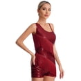thumbnail image 3 of Kaerm Women's Sparkling Sequins Leotard Tassels Cocktail Ballroom Party Salsa Rumba Dancewear Burgundy XXL, 3 of 7