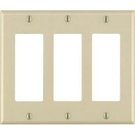 2Pc Leviton Decora Ivory 3 gang Thermoset Plastic GFCI/Rocker Wall Plate 1 pk