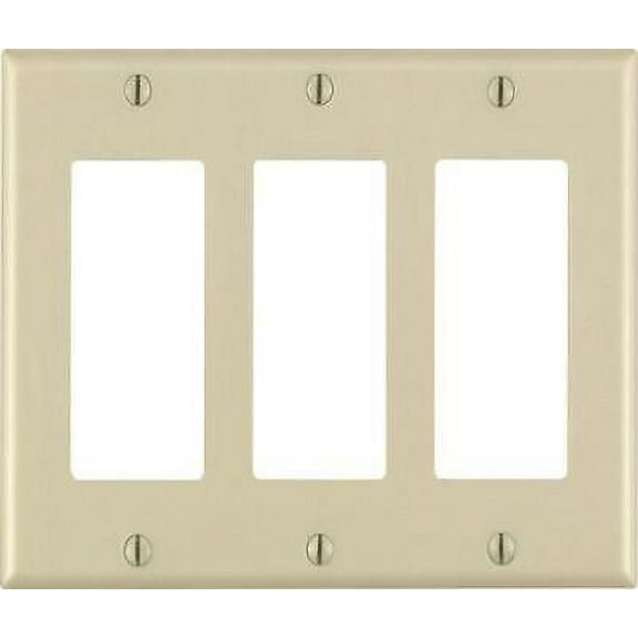 2Pc Leviton Decora Ivory 3 gang Thermoset Plastic GFCI/Rocker Wall Plate 1 pk