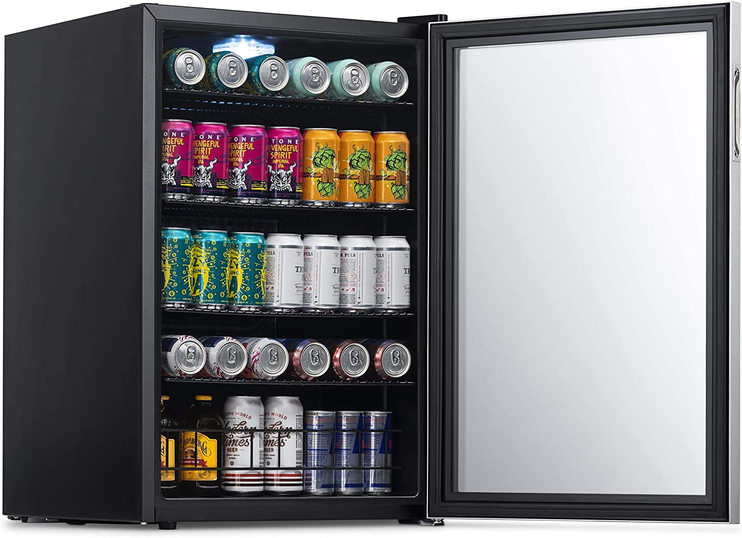 Restored Newair NBC160SS00-RB Freestanding Beverage Fridge with SplitShelf, 160 Cans, Stainless Steel (Refurbished)