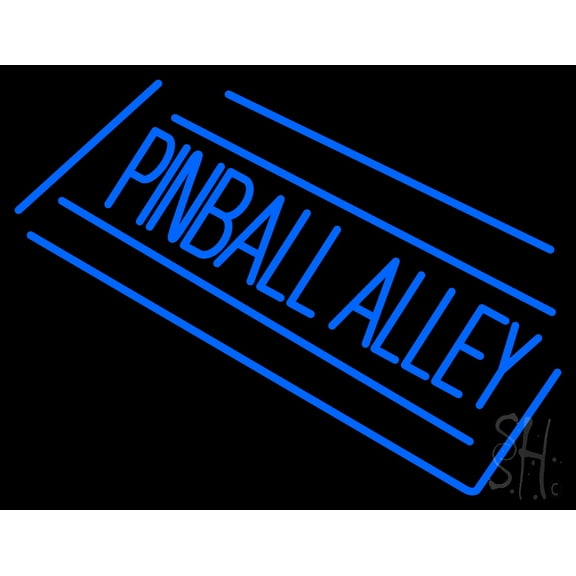 Pinball Alley LED Neon Sign 15 x 19 - inches, Black Square Cut Acrylic Backing, with Dimmer - Bright and Premium built indoor LED Neon Sign for wall décor, arcarde, and storefront.