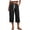 Black, variant on Women's Waffle Knit Capri Pants Drawstring High Waist Relax Fit Cargo Trousers with Side Pockets