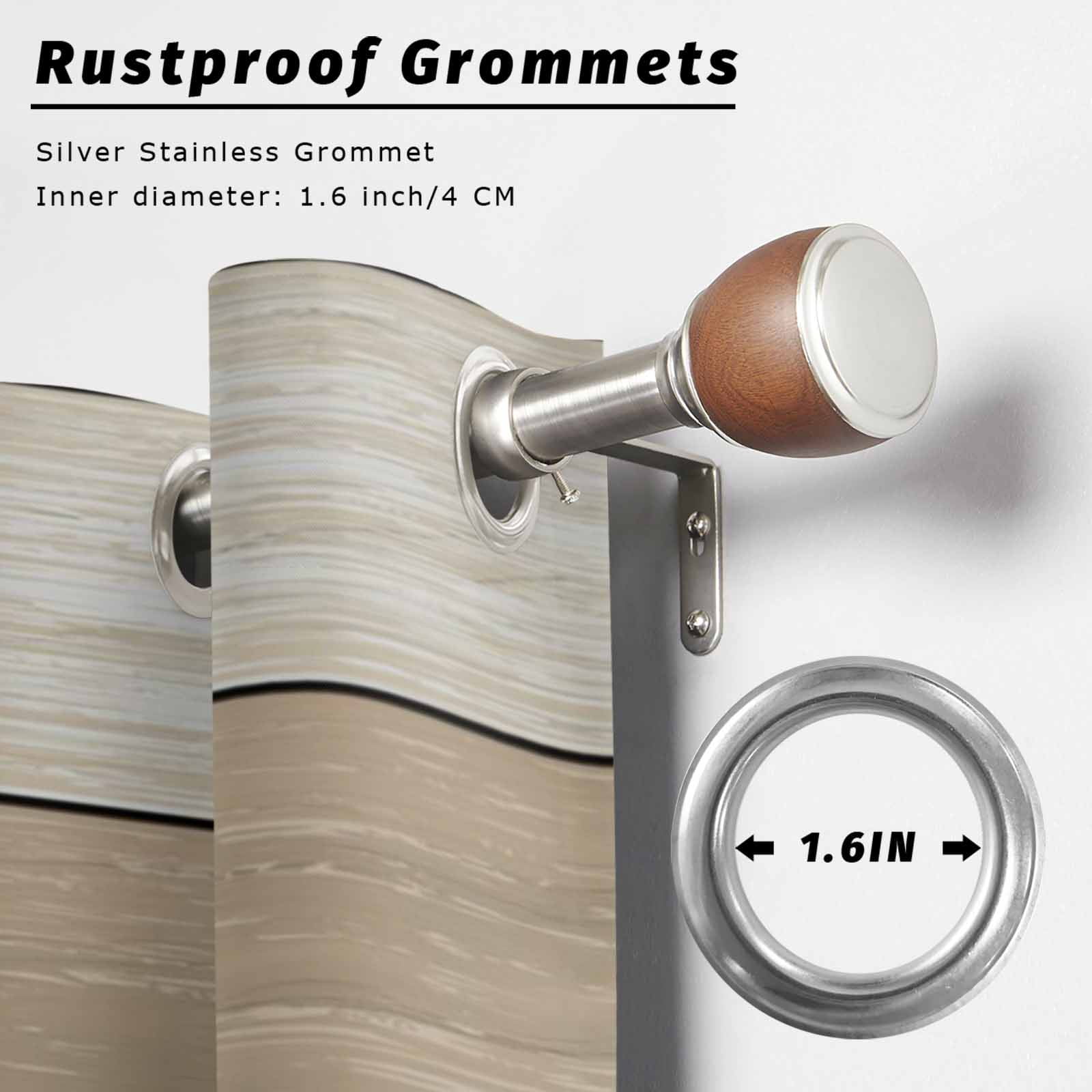 Outdoor Curtains for Patio Waterproof, Brown Ombre Wooden Windproof Pravicy Outside Porch Blackout Curtain, Farmhouse Retro Khaki Wood Sun Blocking Grommets Curtains for Cabana 2 Panels 54"x84"