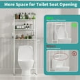 thumbnail image 5 of 3-Tier Over The Toilet Storage with Paper Holder, Metal Bathroom Organizers and Storage for Small Space, Freestanding Bathroom Shelves with 4 Hooks, Above The Toilet Storage Shelf, White, 5 of 8