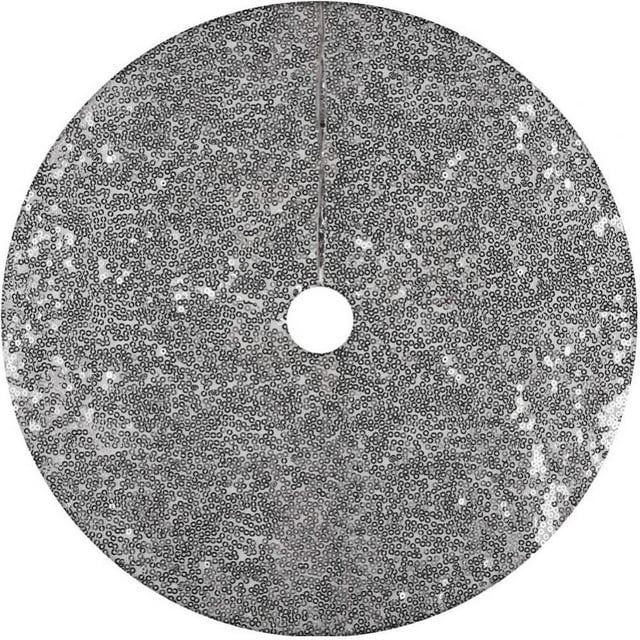 CNKOO Sequin Christmas Tree Skirt Double Layers Tree Mat Sparkly Glittery Tree Supplies Holiday Home Decor for Slim Tree