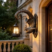 MMJ Solar Lights Outdoor Resin Phoenix Long Tail Bird Wall Decor for Garden Patio Courtyard