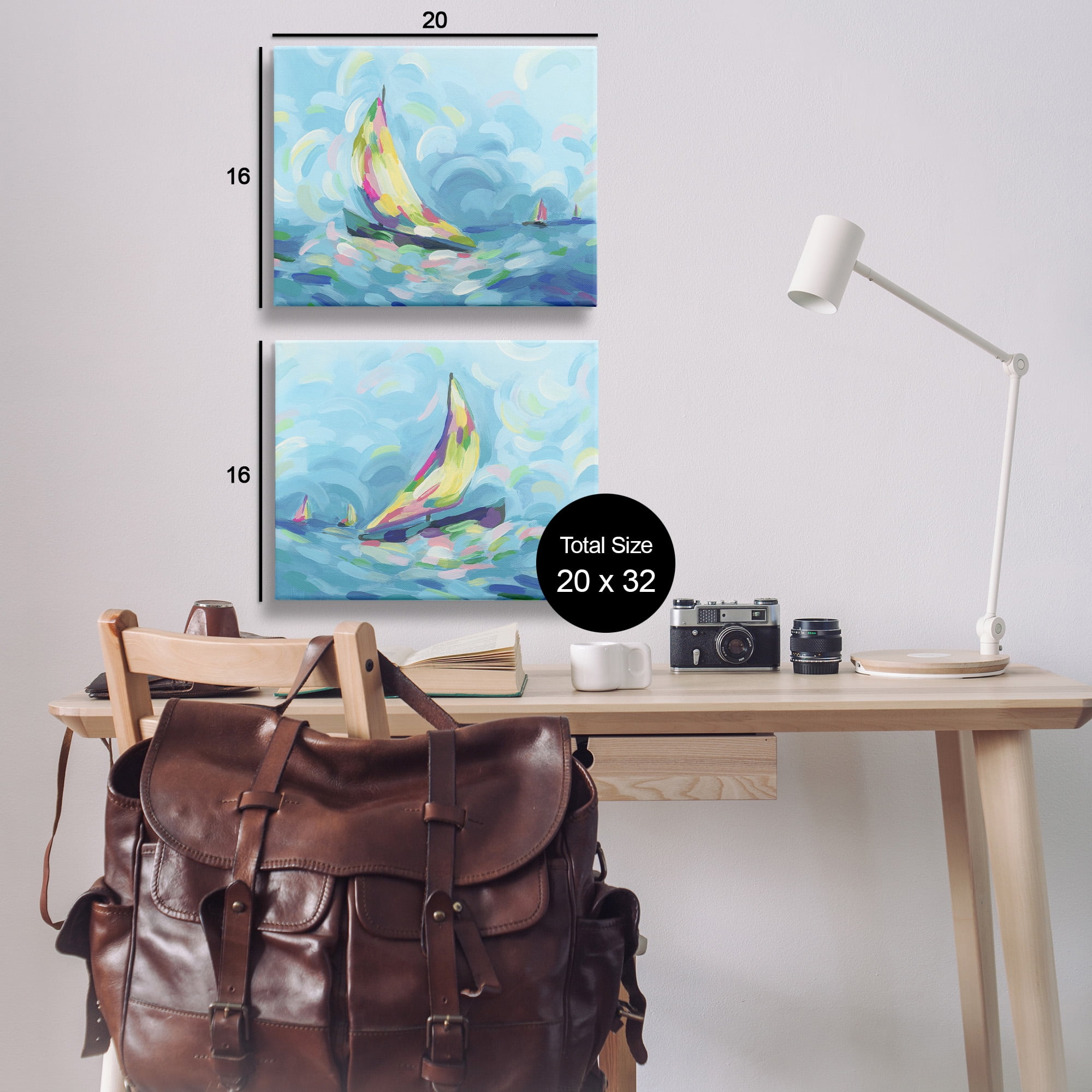Stupell Industries Brushed Maritime Sailboats Transportation Painting Gallery Wrapped Canvas Art Print Wall Art, 20 x 16, Set of 2