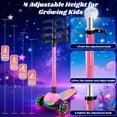 thumbnail image 3 of Light Up 3 Wheel Kick Scooter for Kids Toddlers Girls with LED Sync Lights Flashing Stem & Wide Polka Dot Deck Adjustable Height Music Function Safe Sturdy Folding (Pink), 3 of 8