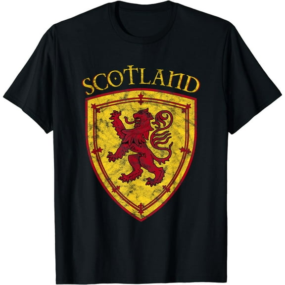 Scottish Rampant Lion Scotland Coat of Arms Banner T-Shirt mens t shirt，black，women，funny，misfits，men，journey