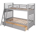 thumbnail image 6 of Twin Over Twin Bunk Bed with Two Storage Drawers,Detachable Wood Bunk Bed Frame with Inclined Ladder and Safety Guardrail,Convertible to 2 Separated Beds,Solid Wood Bunkbed for Kids Teens Adults,Gray, 6 of 7