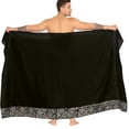 thumbnail image 2 of LA LEELA Men's Pareo Regular Swimsuits Sarong Long Swim Beach Wrap One Size Black, Geometric Summer Vacation Party, 2 of 6