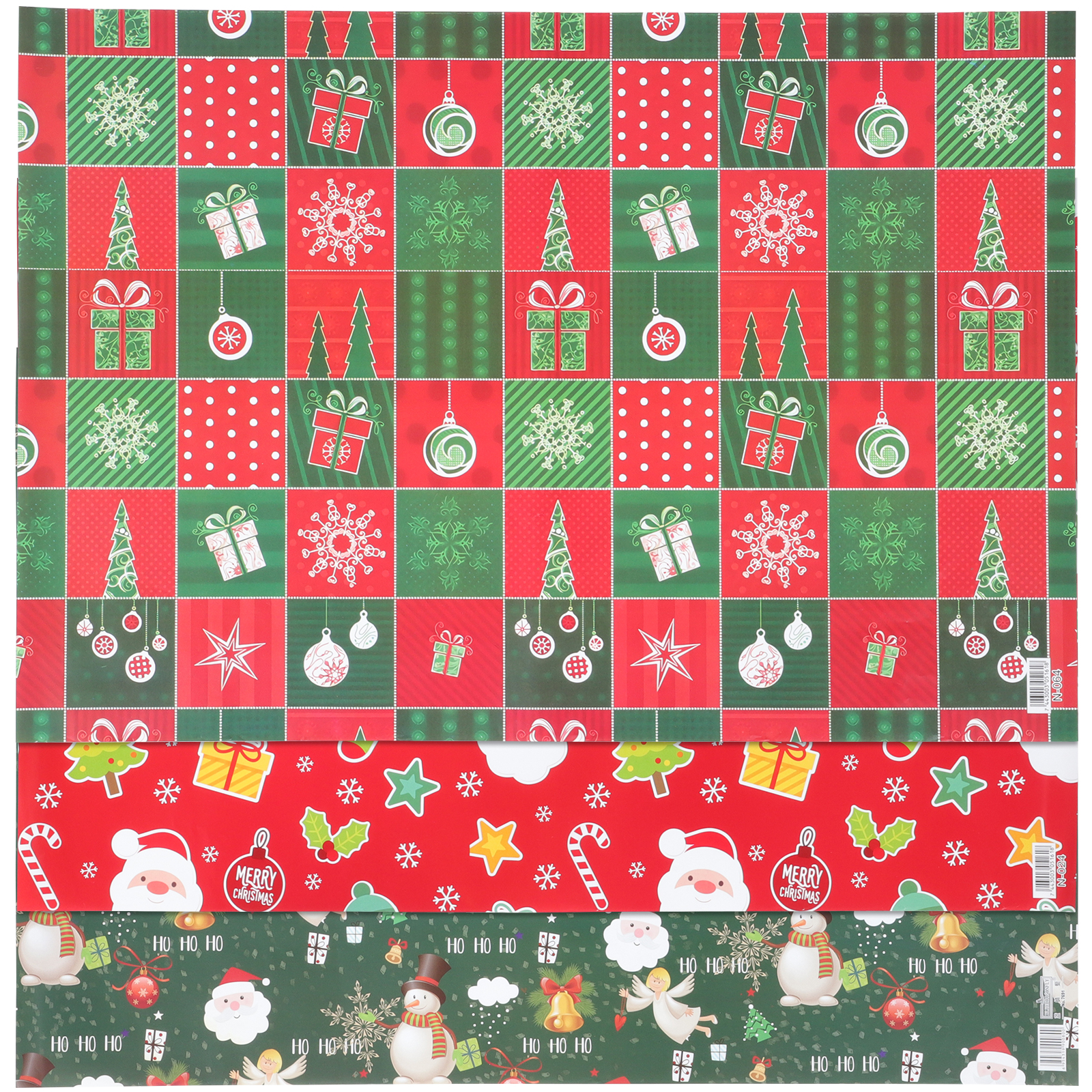 3 Rolls of Christmas Packing Papers Holiday Gift Wrapping Papers