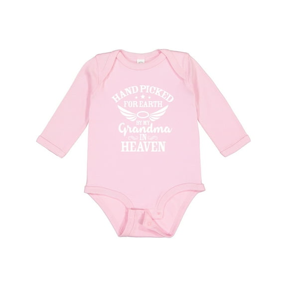 Inktastic Handpicked for Earth by My Grandma in Heaven Angel Wings Boys or Girls Long Sleeve Baby Bodysuit
