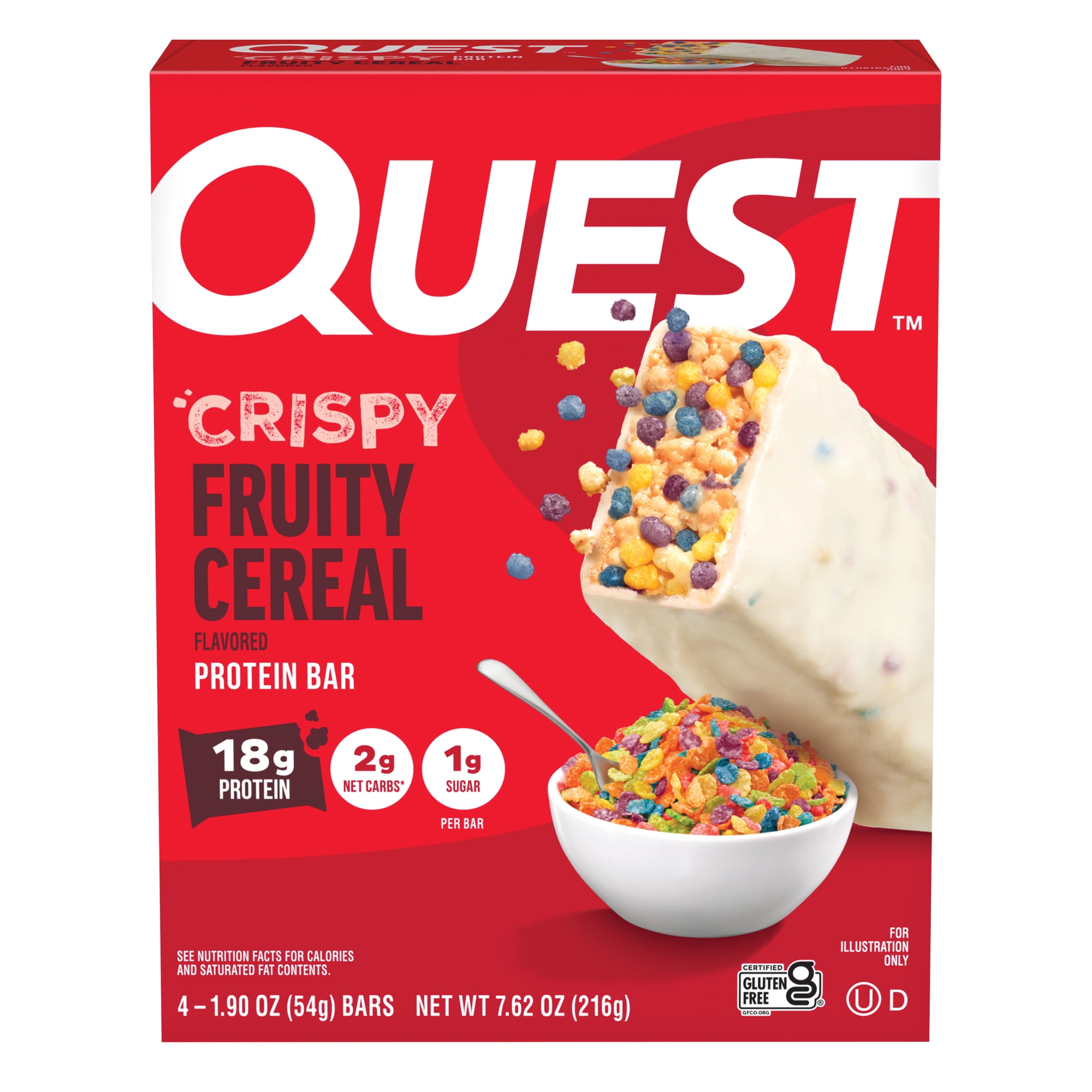 Quest Crispy Protein Bar, Fruity Cereal Flavor, 18g of Protein, 4 Count