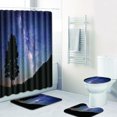 thumbnail image 3 of Ensemble de 4 Pcs Tapis de Bain Motif Étoilé Couverture de Tapis de Toilette Ensemble de Rideau de Douche, 3 of 5