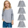thumbnail image 7 of Xdegoge 4 Pack Kids Basic Long Sleeve T-Shirts Solid Color Crewneck Tops for Boys and Girls Soft Comfy Toddler Cotton Shirts, 7 of 7