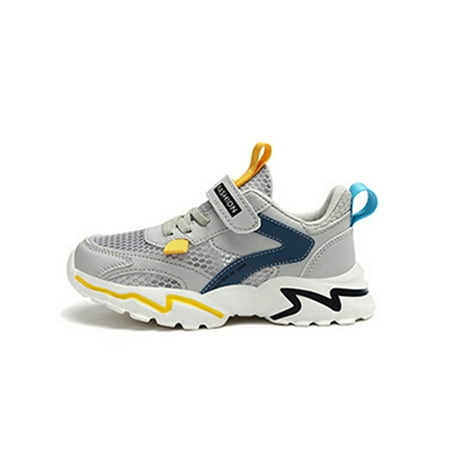 

Rotosw Boy s Trainers Round Toe Athletic Flat Sneakers Lightweight Low Top Running Shoes Walking Nonslip Gray Single Mesh 13c