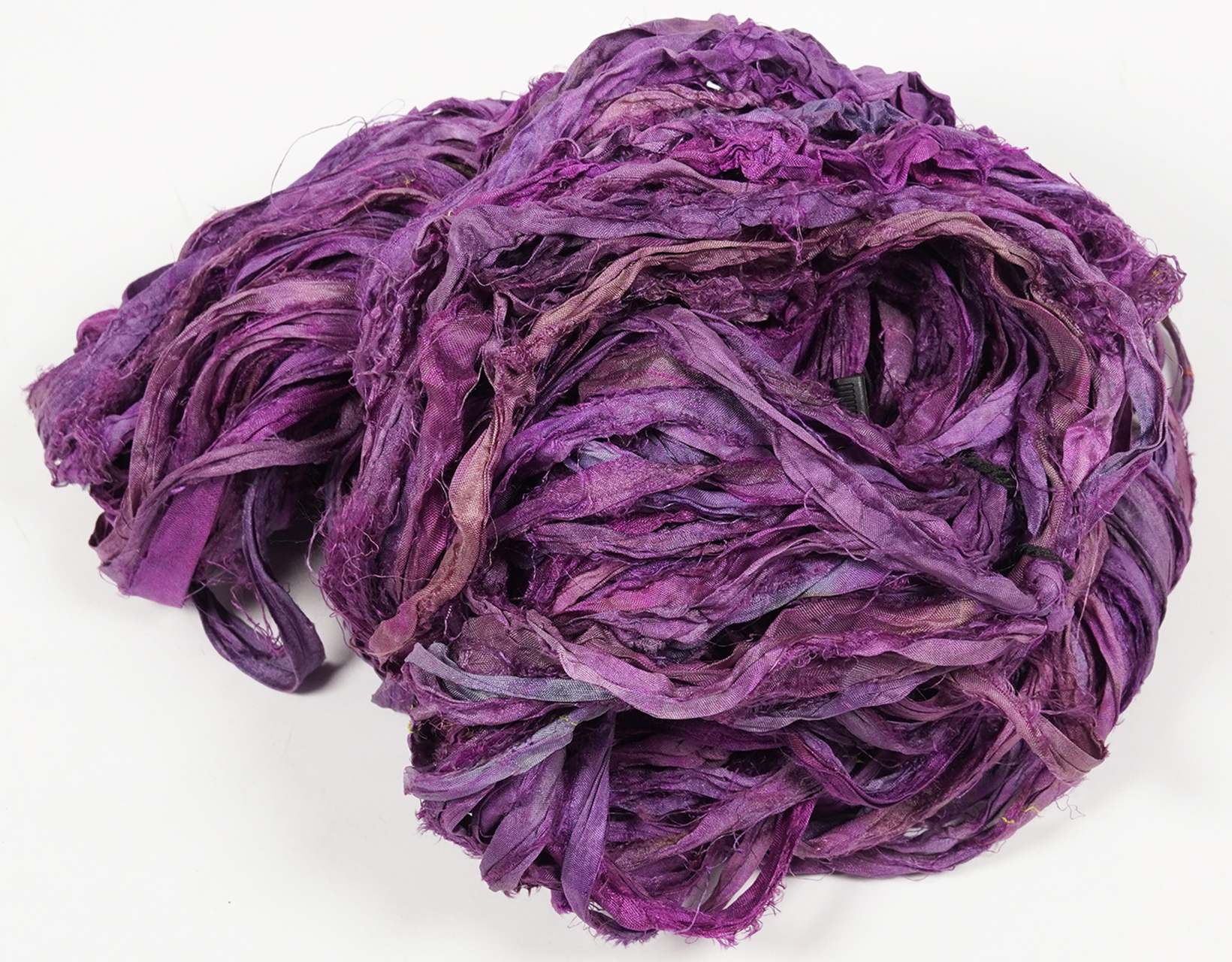 Vintageandyou Recycled Sari Silk Ribbon Yarn - 300g Pack | Upcycled Silk Strips for Crochet, Weaving, Macram, Knitting & Fiber Crafts | Handmade Purple