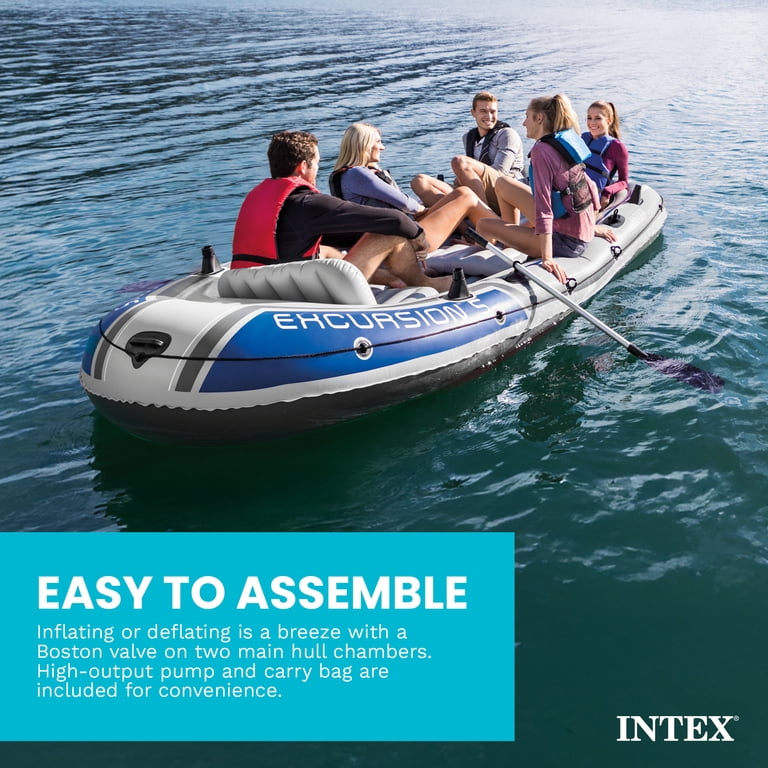 Intex, Inflatable Fishing Boat, Excursion 5 Person, with Motor