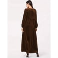 thumbnail image 2 of Katigan Women'S Velvet Maxi Dress Casual Solid Color High Waist Long Sleeve Fall Winter Flowy Gown Dark Brown S, 2 of 5