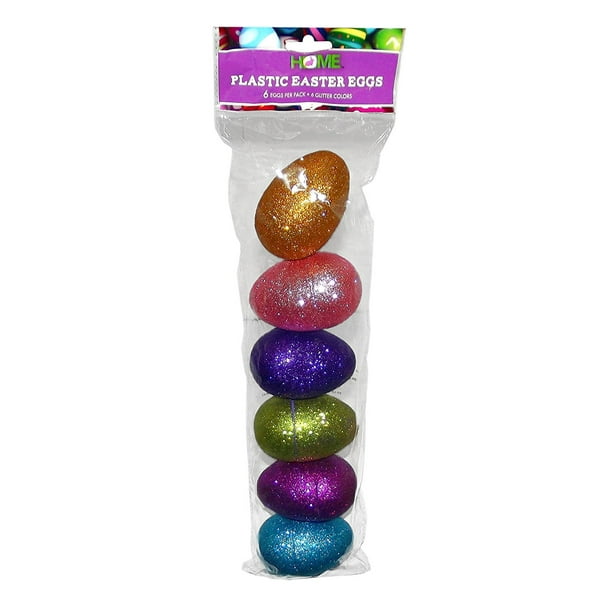 Glitter Plastic Easter Egg Containers 6 Count