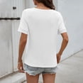 thumbnail image 5 of hlysgo Women's V Neck Tops Short Sleeve Waffle Knit Lace Shirts Summer Casual Loose Basic Tunic Tee White,M, 5 of 6