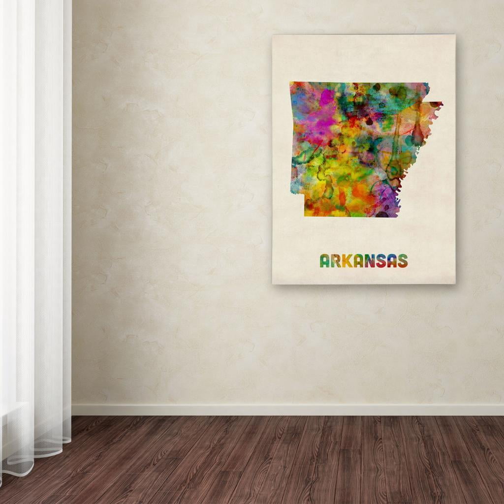 Trademark Fine Art "Arkansas Map" Canvas Wall Art by Michael Tompsett