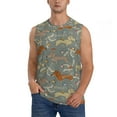 thumbnail image 2 of Goofa Dachshund Dog Bird Printed Men's Sleeveless T-Shirt - Athletic Gym Workout Tank Top for Men - Moisture-Wicking, UPF 30+ Quick-Dry Muscle Tee-, 2 of 8