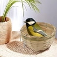 thumbnail image 2 of Hand Woven Bamboo Bird Nest,Bamboo Woven Bird Nest，Portable Cozy Birds Nest with Metal Hook,Country-Style Birds Cages Accessory for Canary Swallow,Durable Natural Bird Cage House(Camouflage,), 2 of 5