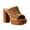 Brown, variant on Women Open Toe Clog Mules Stylish Floral Cut-outs Block Heel Platform Studded Sandals Club Party Shoes Size 15 Brown